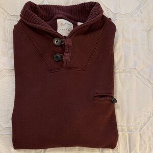 Billy Reid Maroon Sweatshirt with Button Closure